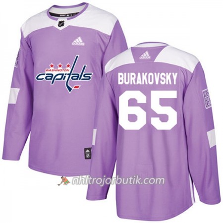 Män Ishockey Washington Capitals Tröja Andre Burakovsky 65 Adidas 2017-2018 Lila Fights Cancer Practice Authentic